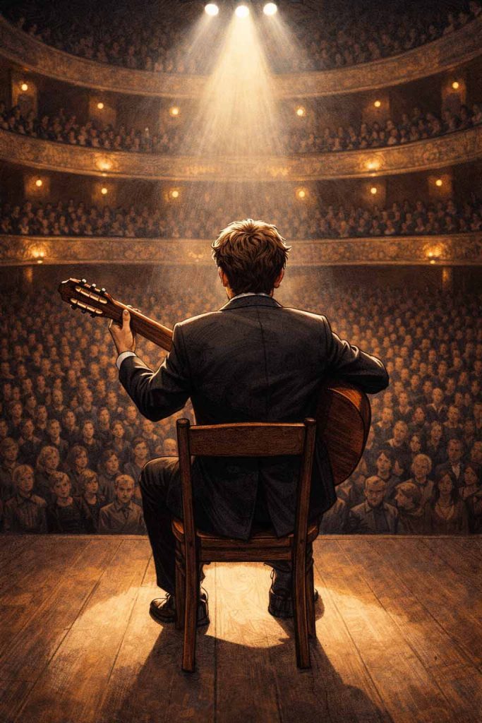 Imagen de un concertista de guitarra