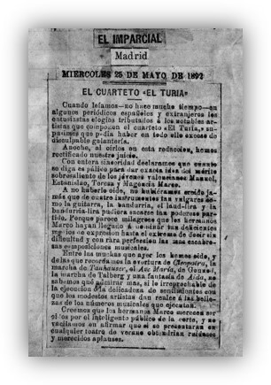 Facsímil del diario El Imparcial de Madrid, 1892
